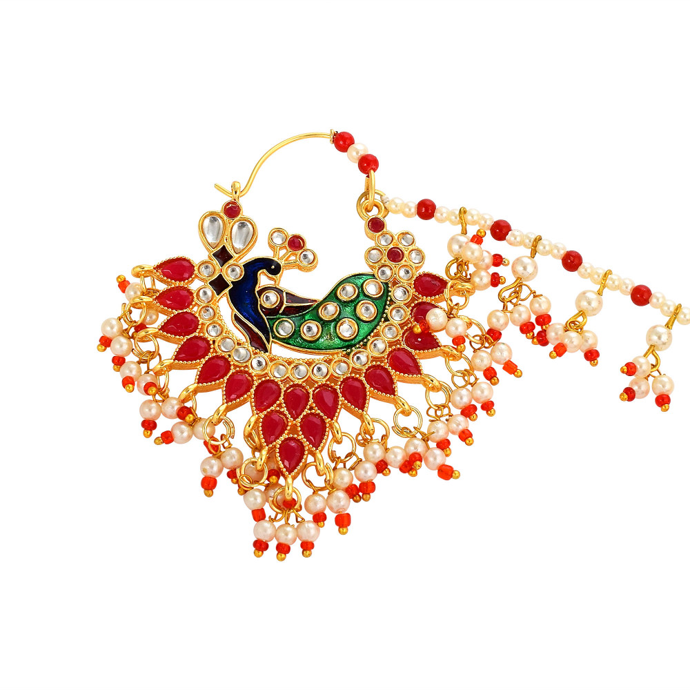 Buy ADMIER gold plated brass cz studded peacock design Traditional